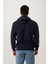 Erkek Kapüşonlu Kanguru Cep 3 İplik Sweatshirt Lacivert 8