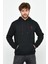 Erkek İskelet Nakışlı 3 İplik Kapüşonlu Sweatshirt Siyah 1