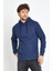 Erkek Kapüşonlu Kanguru Cep 3 İplik Sweatshirt İndigo 1