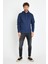 Erkek Kapüşonlu Kanguru Cep 3 İplik Sweatshirt İndigo 2