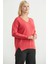 Oversize V Yaka Triko Kazak - Gül 4