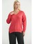 Oversize V Yaka Triko Kazak - Gül 5