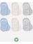 6lı Silikonlu Babet Penye Çorap 30101 Mavi Ekru Gri 1