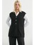 Cepli Düğmeli Triko Yelek - Siyah 2