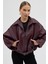Kadın Oversize Deri Ceket– Oversize Relax Fit, Fermuarlı Kemer Detaylı Günlük Kadın Ceket 3