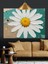Tek Beyaz Papatya Yakın Plan Dekoratif Kanvas - Mdf Ahşap Tablo 5
