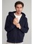 Çetinkaya Mentality 3034 Erkek 3 Iplik Kapüşonlu Fermuarlı Sweatshirt Lacivert 1