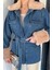 Kadın Yaka Kol Kürk Detaylı Jean Kot Ceket P-00018979 3