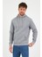 Erkek Kapüşonlu Kanguru Cep 3 İplik Sweatshirt Gri Melanj 1