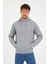 Erkek Kapüşonlu Kanguru Cep 3 İplik Sweatshirt Gri Melanj 3