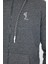 Erkek 3 İplik Pamuklu Regular Fit Nakışlı Fermuarlı Kapüşonlu Cepli Antrasit Sweatshirt 2