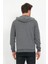 Erkek 3 İplik Pamuklu Regular Fit Nakışlı Fermuarlı Kapüşonlu Cepli Antrasit Sweatshirt 5