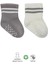 2li Çemberli Kaymaz Soket Çorap 10125 Gri Ekru 1
