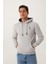 Erkek İskelet Nakışlı 3 İplik Kapüşonlu Sweatshirt Gri 5