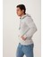 Erkek İskelet Nakışlı 3 İplik Kapüşonlu Sweatshirt Gri 7