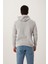 Erkek İskelet Nakışlı 3 İplik Kapüşonlu Sweatshirt Gri 8