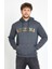 Erkek 3 İplik Pamuklu İçi Polarlı Regular Fit Nakışlı Kapüşonlu Kanguru Cepli Antrasit Sweatshirt 1