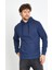 Erkek Kapüşonlu Kanguru Cep 3 İplik Sweatshirt İndigo 5