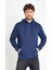 Erkek Kapüşonlu Kanguru Cep 3 İplik Sweatshirt İndigo 6
