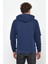 Erkek İskelet Nakışlı 3 İplik Kapüşonlu Sweatshirt İndigo 5