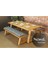 Doğal Ahşap Yemek Masası Takımı Country Tasarım Açık Ceviz 120x80 cm 2 Adet Bank 7