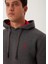 Erkek İskelet Nakışlı 3 İplik Kapüşonlu Sweatshirt Antrasit 7