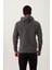 Erkek İskelet Nakışlı 3 İplik Kapüşonlu Sweatshirt Antrasit 8