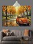 Sonbahar Arabası Yolda Dekoratif Kanvas - Mdf Ahşap Tablo 4