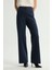 Jean Görünümlü Geniş Paça Pantolon Lacivert 153L9470001 4