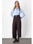 Kadın Beli Kemerli Bol Paça Pantolon 64133 Kahverengi 1