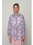 Kadın Kolları Bağlamalı Mavi Renk Çiçek Desenli Oversize Gömlek 1
