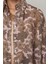 Kadın Pudra-Kahve Renk Çiçek Desenli Oversize Kesim Gömlek 3