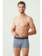 Erkek 3'lü Indigo - Lacivert - Indigo Likralı Pamuklu Boxer 2