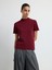 Boğazlı Kısa Kol Triko Bluz Bordo 11544535001 4