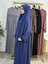 Ferace & Abaya Sufle Esarp ve Üsten Robalı Kemerli Elbise Takım .hac ve Umre Için Uygundur Indigo 4