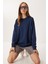Oversize Basic Yumuşak Modal Sweatshirt LUB0249 Lacivert 1