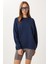 Oversize Basic Yumuşak Modal Sweatshirt LUB0249 Lacivert 2