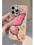 iPhone 13 Kılıf Renk Geçişli Taşlı Kamera Lens Korumalı Pembe Kelebek Desenli Darbe Emici Kapak 2
