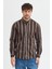 Melanj Çizgili Regular Fit Uzun Kollu Erkek Gömlek Düğmeli Yaka 2