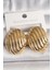 Pirinç Gold Renk İşlemeli Oval Model Kadın Küpe 1