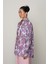 Kadın Mavi Renk Çiçek Desenli Oversize Kesim Gömlek 2