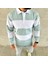 Erkek Polo Yaka Uzun Kollu Çizgili Sweatshirt Trend Rugby Stil - Çağla Yeşili 2