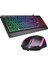 KM-R59 Forza Plus Siyah USB Rainbow Backlight Q Klavye + 1200 Dpi Mouse Set 1