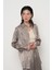 Kadın Desenli Gri Renk Oversize Gömlek 2