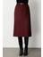 Kadın Beli Kemerli Yırtmaçlı Midi Etek 2009 Bordo 2
