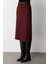 Kadın Beli Kemerli Yırtmaçlı Midi Etek 2009 Bordo 3