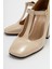 OMERA Bej Rugan Kalın Topuklu Kadın Ayakkabı 7