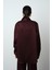 Kadın Bordo Desenli Parlak Kumaş Oversize Kesim Gömlek 5