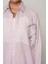 Kadın Tek Cepli Taş Işlemeli Pembe Renk Oversize Gömlek 3