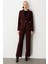 Kadın Yüksek Bel Bol Paça Pantolon 5019 Bordo 1